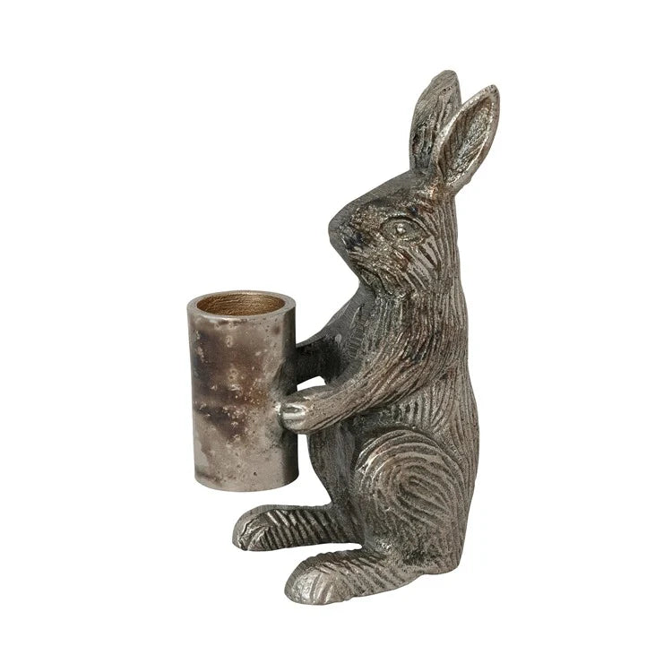 Cast Aluminum Rabbit Shaped Taper Holder Silver Finish – White's Mercantile